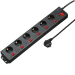 Power Strip Hama 223160, 6 outlets with switches, Black, 2004047443480378 08 