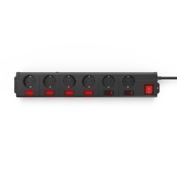 Power Strip Hama 223160, 6 outlets with switches, Black