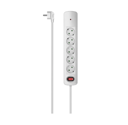 Hama Power Strip, 5-Way, Surge Voltage Protection, Switch, Wall Mounting, 1.5 m, white, 2004047443480866