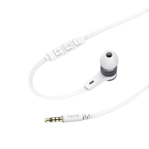Hama 'Intense' Headphones, In-Ear, Microphone, Flat Ribbon Cable, white, 2004047443483034 04 