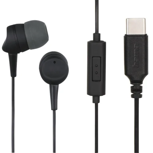 Hama 'Sea' Headphones, In-Ear, Microphone, Cable Kink Protection, USB-C, black, 2004047443483591 05 