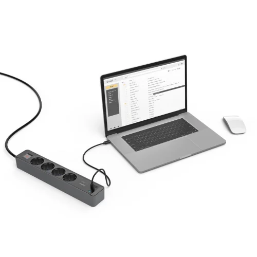 Hama Power Strip, 4-Way, USB-C/A 65 W, PD, Switch, 1.4 m, black/grey, 2004047443497451 07 