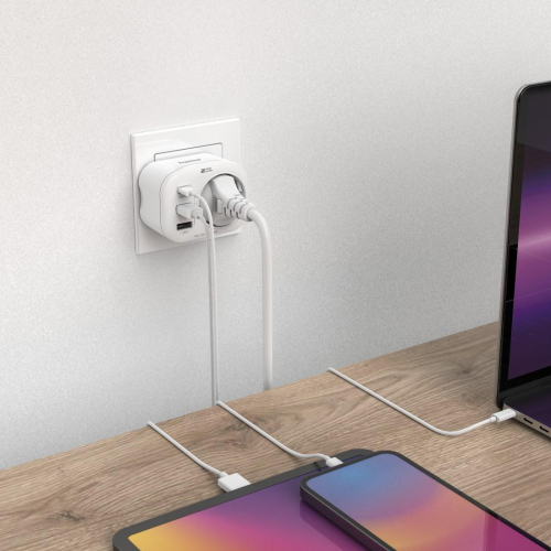 Power Strip 4 outlets, 1 x USB-C, 2 x USB-A, White, 2004047443498359 02  — OK Office Power Strip 4 outlets, 1 x USB-C, 2 x USB-A, White, 2004047443498359 02