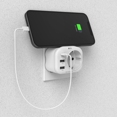 Power Strip 4 outlets, 1 x USB-C, 2 x USB-A, White, 2004047443498359 05  — OK Office Power Strip 4 outlets, 1 x USB-C, 2 x USB-A, White, 2004047443498359 05