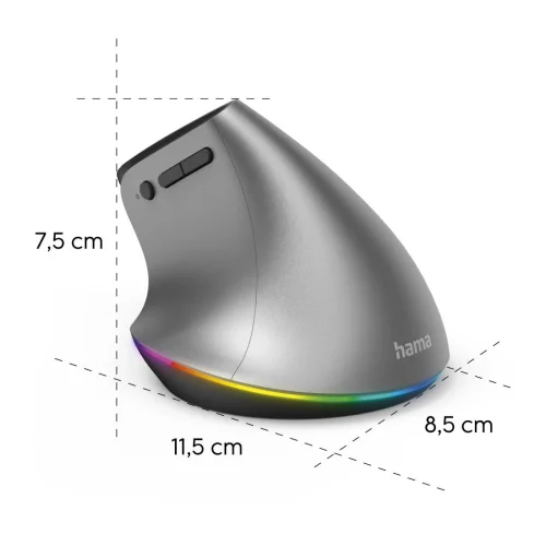 Hama EMW-700 Wireless Vertical Mouse, Gray, 2004047443499073 04 