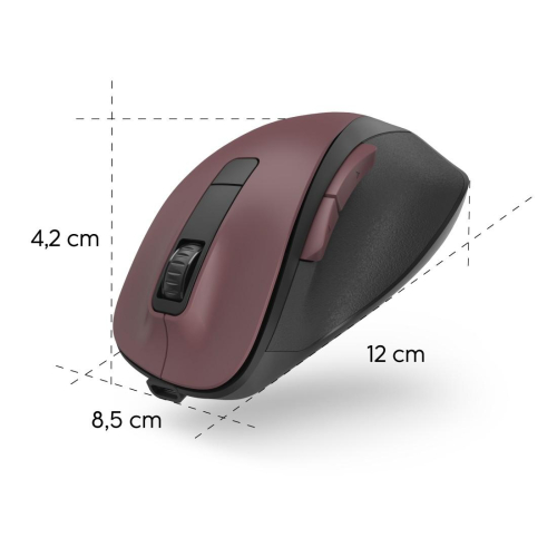 Wireless mouse Hama MW-500 Recharge, Silent, Burgundy, 2004047443500809 05 