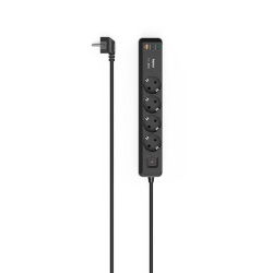 Hama Power Strip 4-Way Switch 1.4 m, black/grey