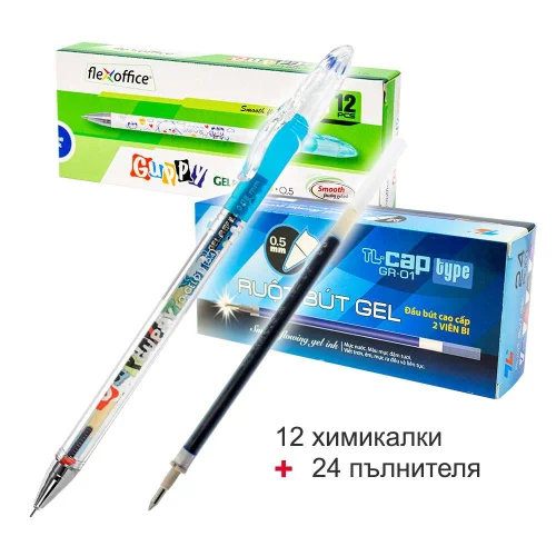 Pen FO-GEL011 Guppy blue 12pcs + 24pcs., 1000000000040485