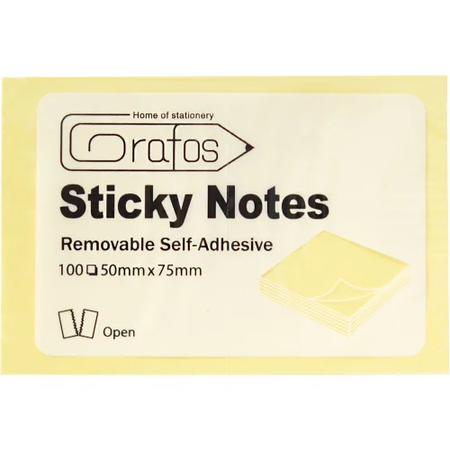 Sticky notes 75/50 yellow pastel 100sh, 1000000000040918
