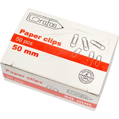 Paper clips Grafos 50mm nickel 50 pcs, 1000000000041500 02 