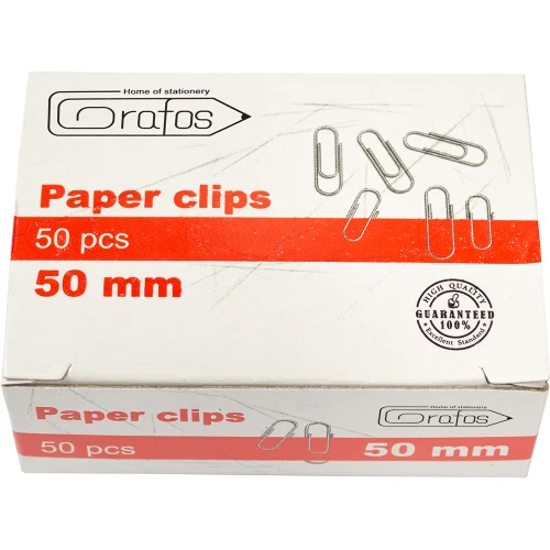 Paper clips Grafos 50mm nickel 50 pcs, 1000000000041500 03 