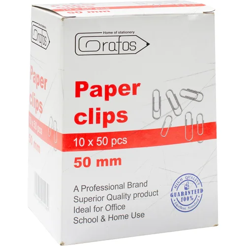 Paper clips Grafos 50mm nickel 50 pcs, 1000000000041500 05 