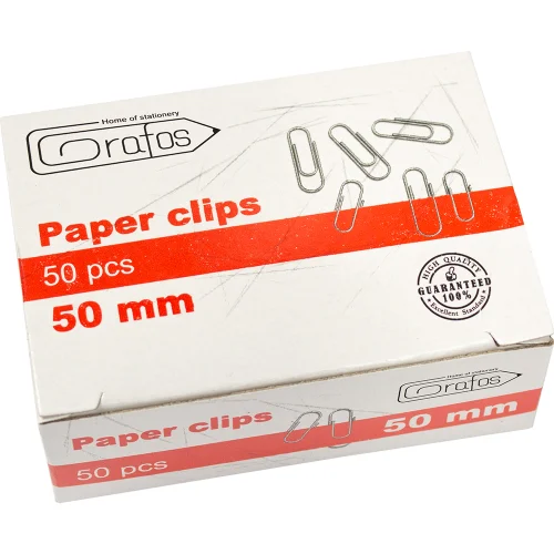 Paper clips Grafos 50mm nickel 50 pcs, 1000000000041500