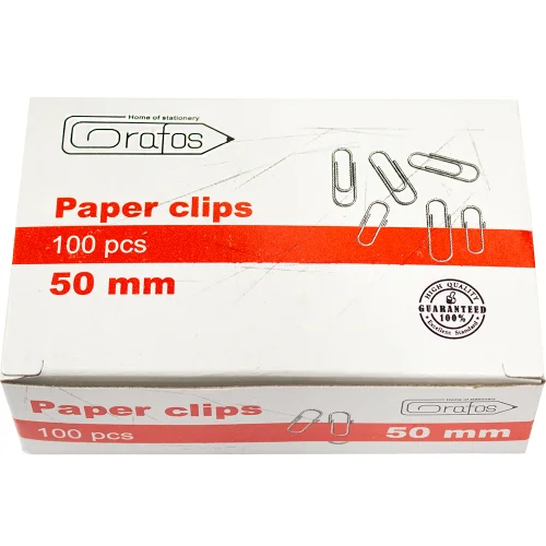 Paper clips Grafos 50mm nickel 100 pcs, 1000000000042500 03 