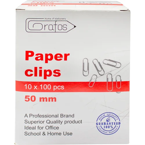 Paper clips Grafos 50mm nickel 100 pcs, 1000000000042500 04 