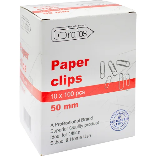 Paper clips Grafos 50mm nickel 100 pcs, 1000000000042500 05 
