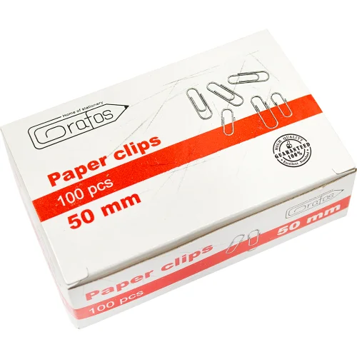 Paper clips Grafos 50mm nickel 100 pcs, 1000000000042500