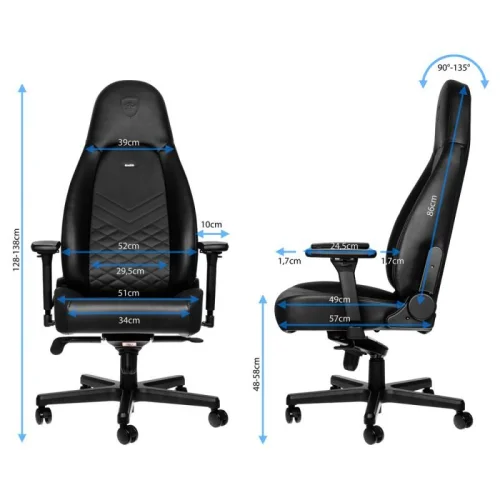 Gaming Chair noblechairs ICON - Black, 2004251442501075 03 