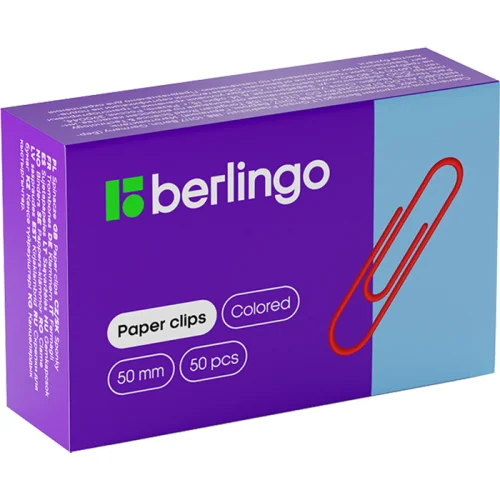 Berlingo paper clips 50mm vinyl assorted, 1000000000043560 02 