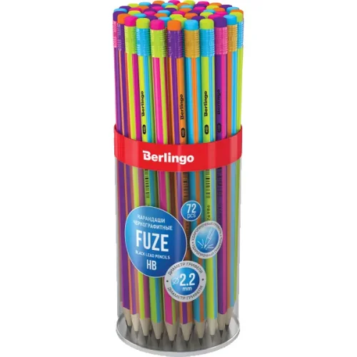 Молив Berlingo Fuze HB с гума асорти, 1000000000043387 02 