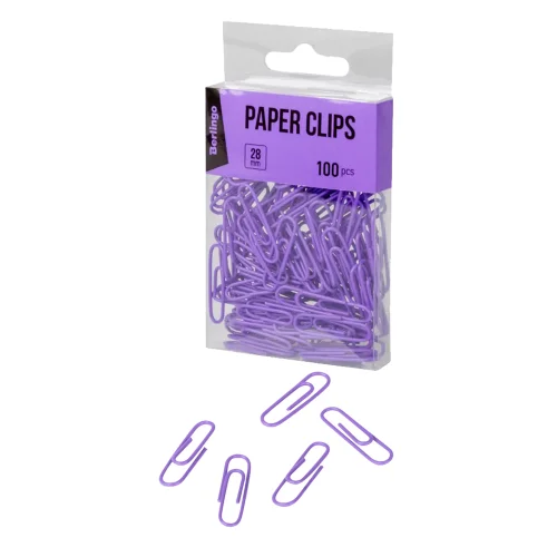 Berlingo paper clips 28mm vinyl purple, 1000000000043697
