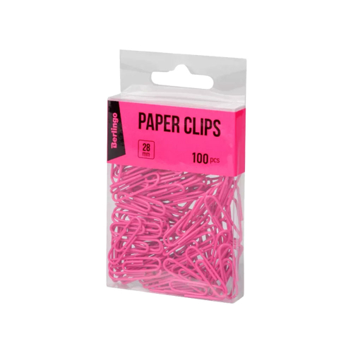 Berlingo paper clips 28mm vinyl pink, 1000000000043857 02 