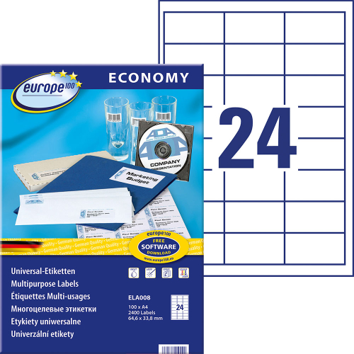 Етикети Avery Eco 64.6/33.8 A4 24ет 100л, 1000000000052222 02 