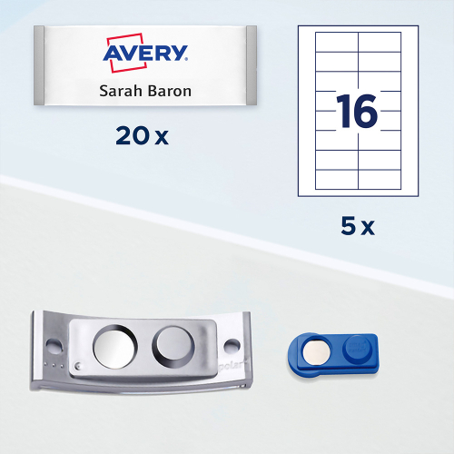 Магнитен бадж Avery 80/34 сив 20+80бр, 1000000000052298 07 