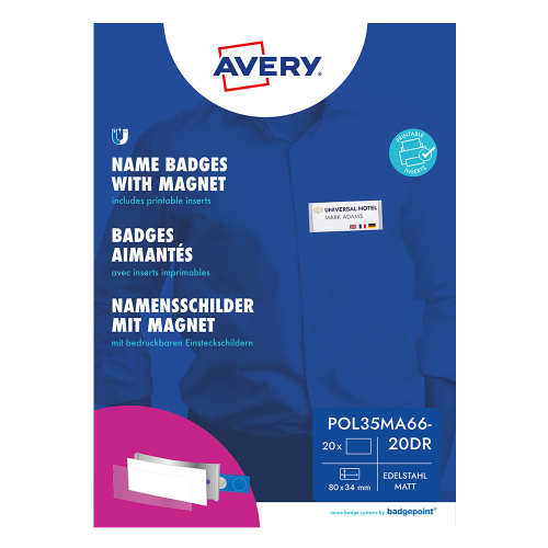 Магнитен бадж Avery 80/34 сив 20+80бр, 1000000000052298 08 