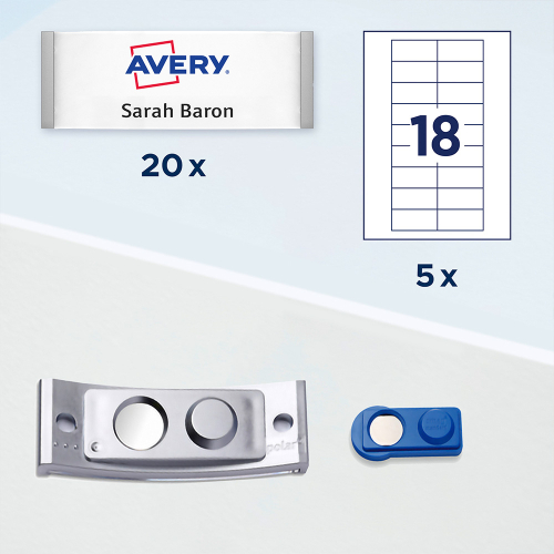 Магнитен бадж Avery 70/30 сив 20+90бр, 1000000000052295 07 