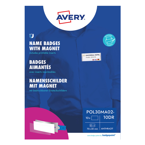 Магнитен бадж Avery 70/30 черен 10+36бр, 1000000000052291 08 