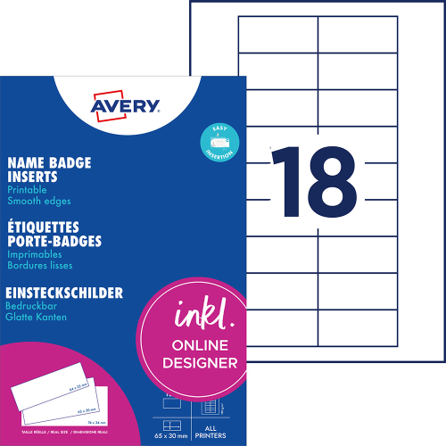 Етикети за бадж Avery 65/30 18ет 10л, 1000000000052219 08 
