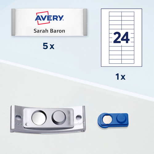 Магнитен бадж Avery 68/22 сив 5+24бр, 1000000000052290 07 