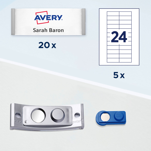 Магнитен бадж Avery 68/22 сив 20+120бр, 1000000000052289 07 