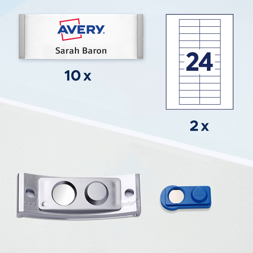 Магнитен бадж Avery 68/22 сив 10+48бр, 1000000000052288 07 