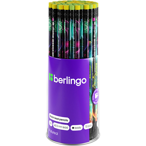 Pencil with eraser Berlingo Futureal HB, 1000000000043576 02  — OK Office Pencil with eraser Berlingo Futureal HB, 1000000000043576 02