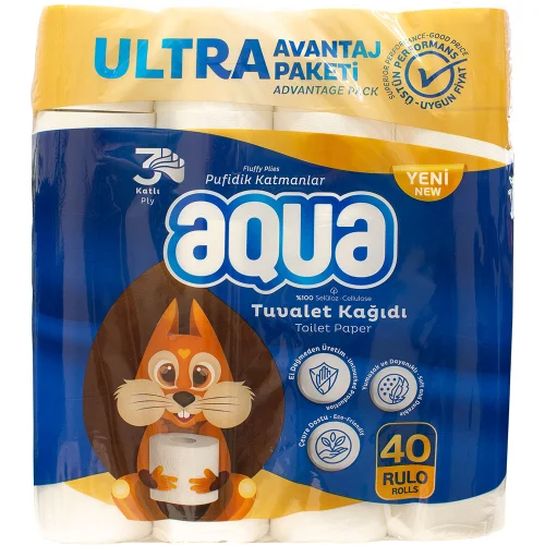 Тоалетна хартия Aqua 3пл оп40, 1000000000043241