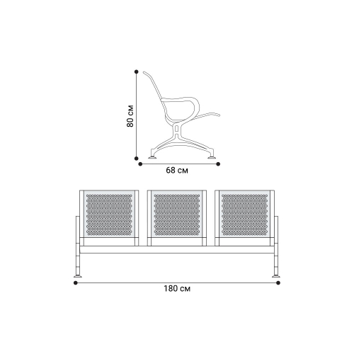 Bruksel 3-person bench, 1000000000044904 05  — OK Office Bruksel 3-person bench, 1000000000044904 05