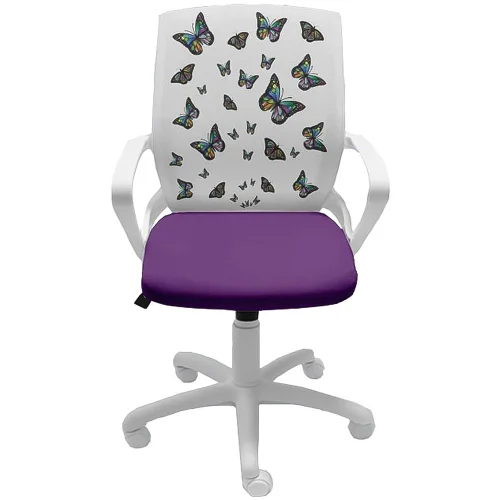 Fly White Print Chair for Girl, 1000000000045853 09 