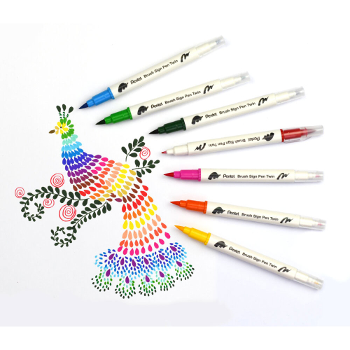 Маркер Четка Pentel Sign Pen Twin 6 цв, 1000000000042014 03 