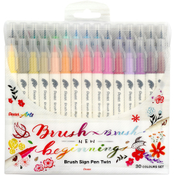 Маркер Четка Pentel Sign Pen Twin 30цв