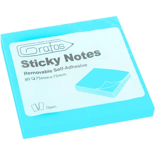 Sticky notes 75/75 blue neon 80 sheets, 1000000000004914