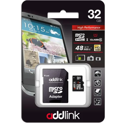 Micro SD card 32GB Addlink CLASS10+adapt, 1000000000023755 02 