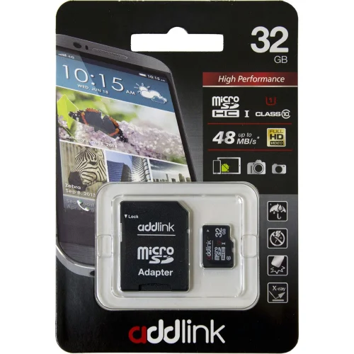 Micro SD card 32GB Addlink CLASS10+adapt, 1000000000023755 03 