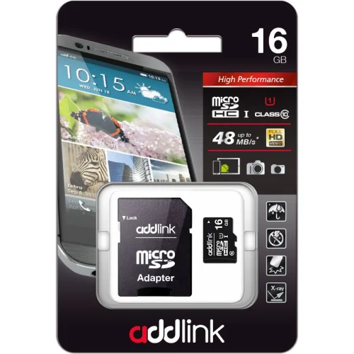 Micro SD card 16GB Addlink + adapter, 1000000000023754 02 