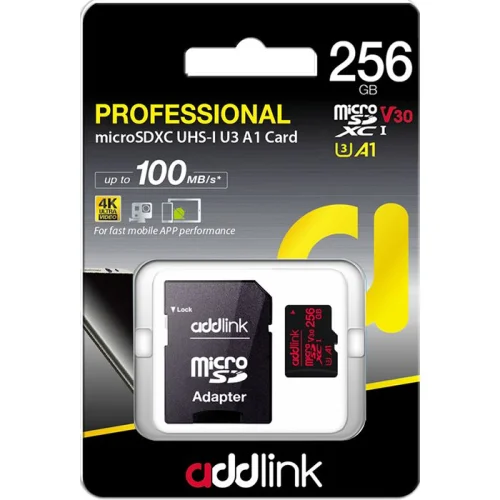 Micro SD card 256GB Addlink V30 PRO, 1000000000033038 02 