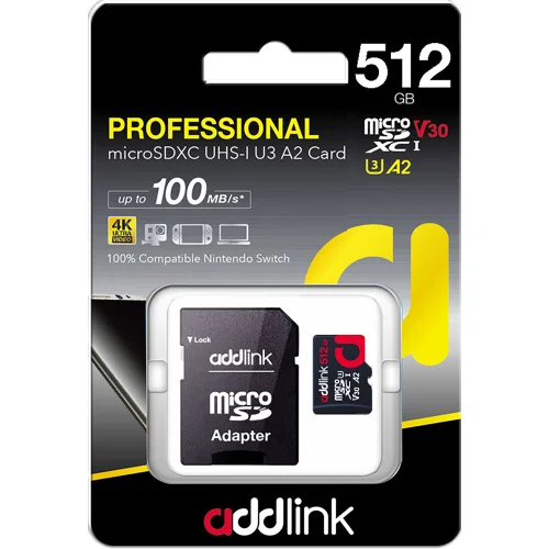 Памет Micro SD 512GB Addlink V30 V2 Pro, 1000000000042264