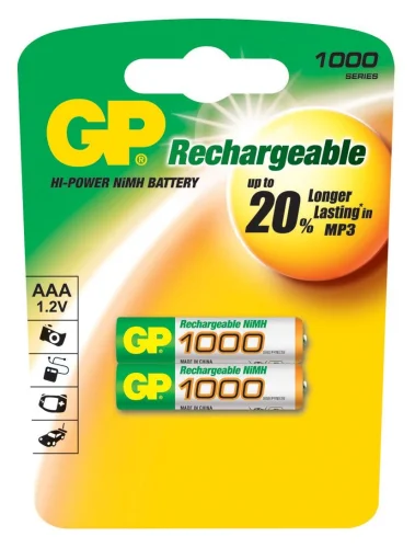 Rechargeable battery GP AAA 1000Mah 2pcs, 1000000000004415