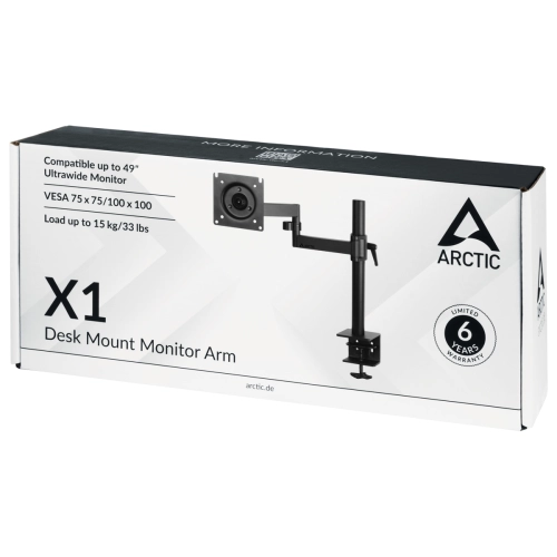 Desk Mount Monitor Arm ARCTIC X1, 13'-49', 15 kg, Black, 2004895213703581 02 