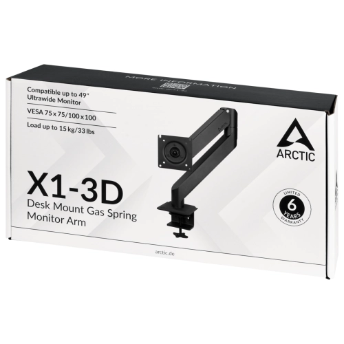 Desk Mount Monitor Arm ARCTIC X1-3D, 13'-49', 15 kg, Black, 2004895213703598 05 